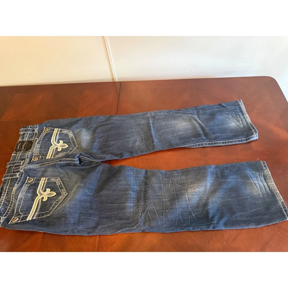 Rock Revival Robert Straight Jeans Sz 36 Blue Cotton Denim Men